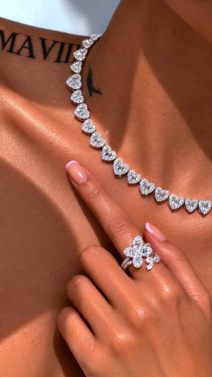 Amoura Heart Tennis Necklace