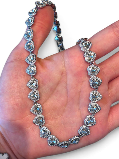 Hearts on Ice Crystal Tennis Necklace