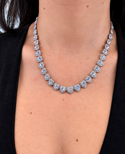 Hearts on Ice Crystal Tennis Necklace
