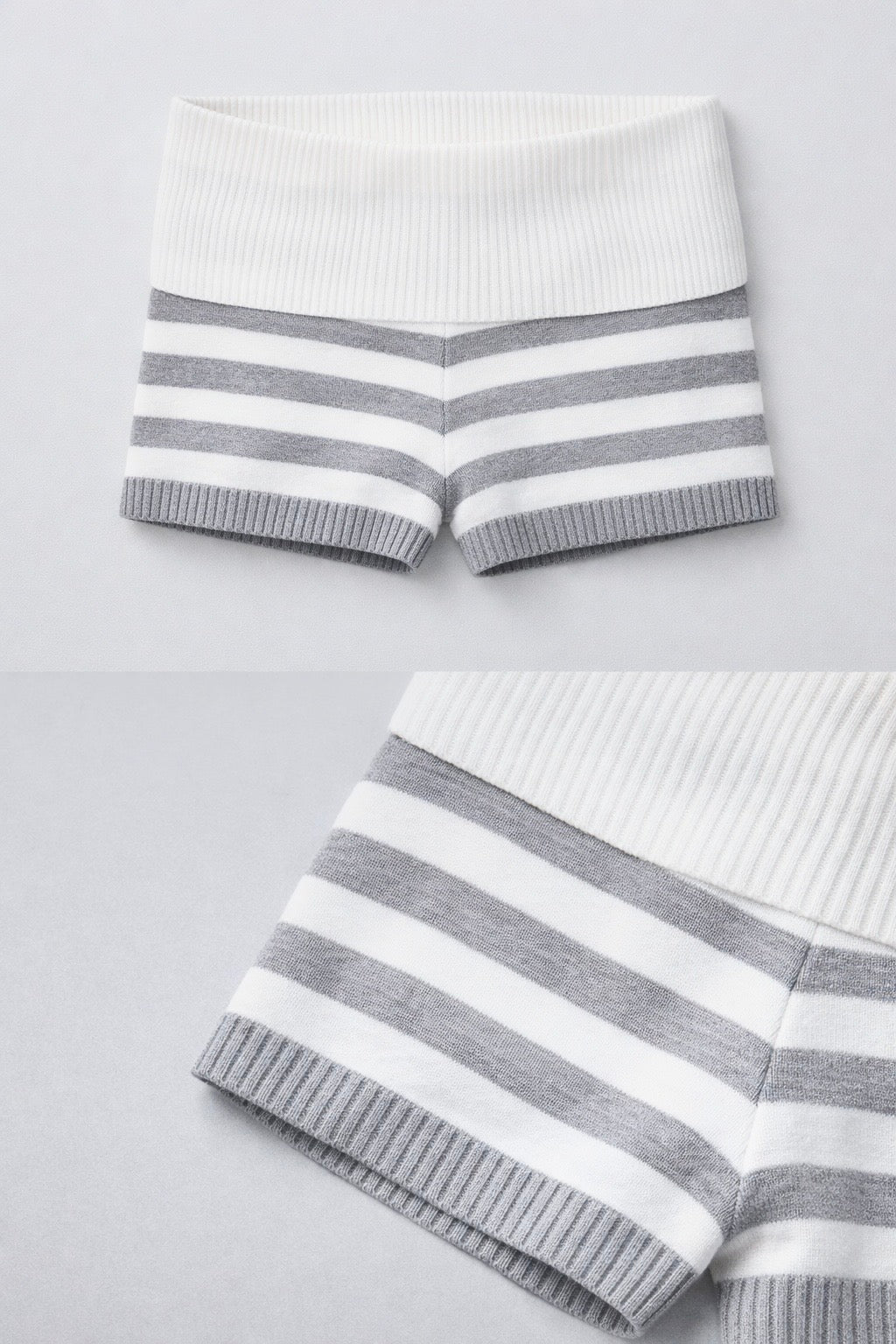 Striped shorts on a light gray background