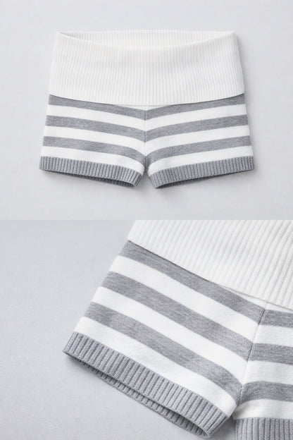 Striped shorts on a light gray background