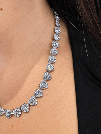 Hearts on Ice Crystal Tennis Necklace