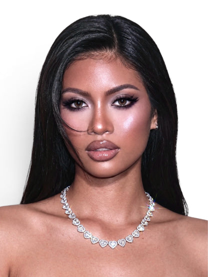 Hearts on Ice Crystal Tennis Necklace